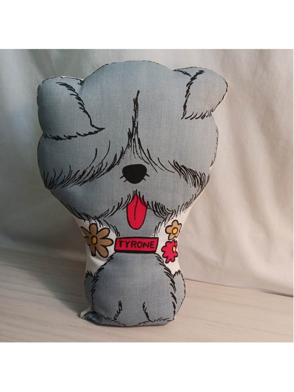 Vintage Tyrone Stuffed Animal Toy Handmade Sewn Shaggy Dog Gray Nostalgia